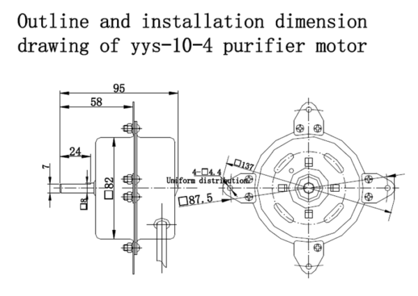 YPY-10-4 Air purifier motor size map