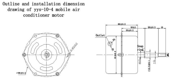 YYS-10-4 portable air conditioning motor size map