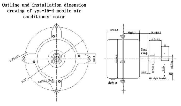 YYS-15-4 portable air conditioning motor size map